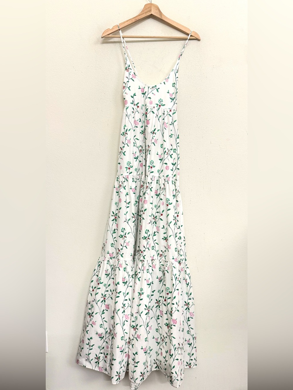 NWT Longchamp SS23 Floral Botanical Tiered Maxi Dress in White Floral Sz US 4 - Picture 6 of 17